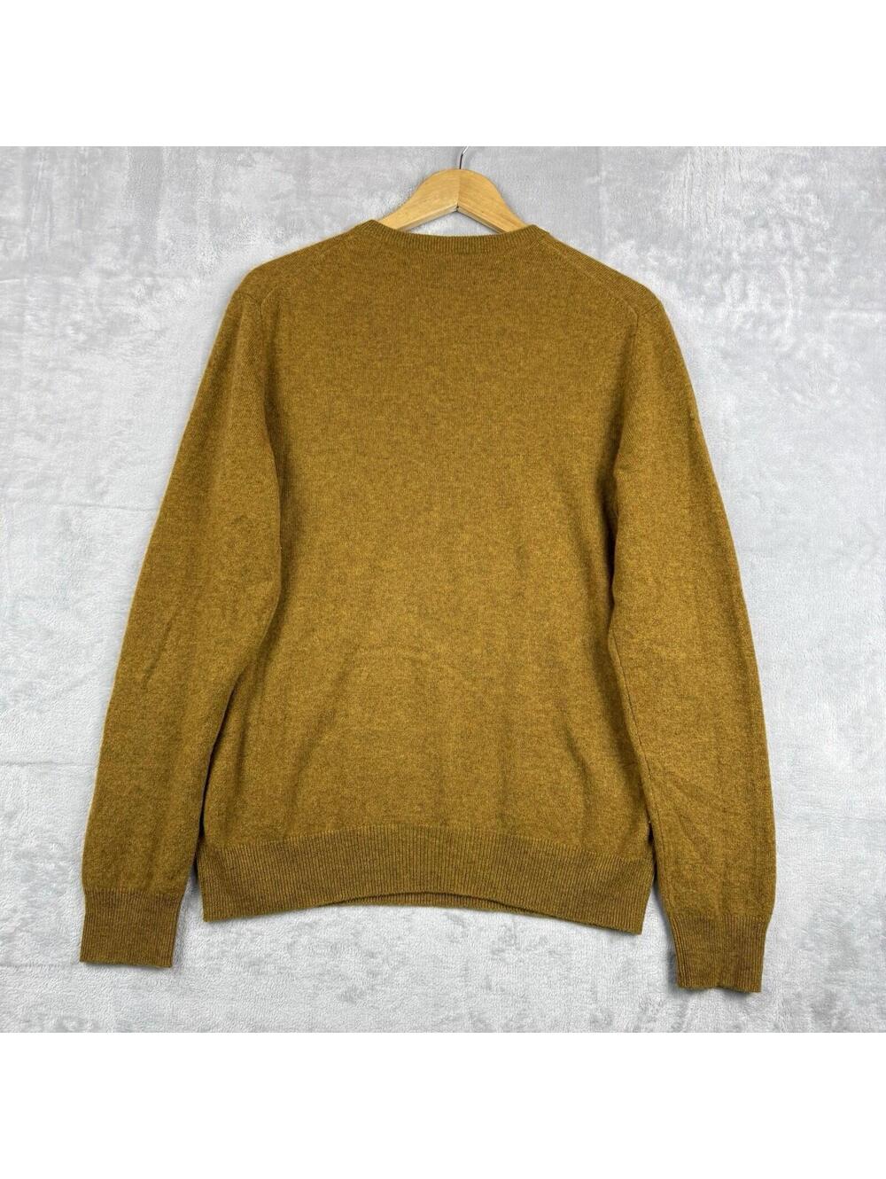 Black Brown 1826 100% Cashmere V-Neck Sweater Mustard Gold Mens M Quiet luxury - Picture 3 of 8